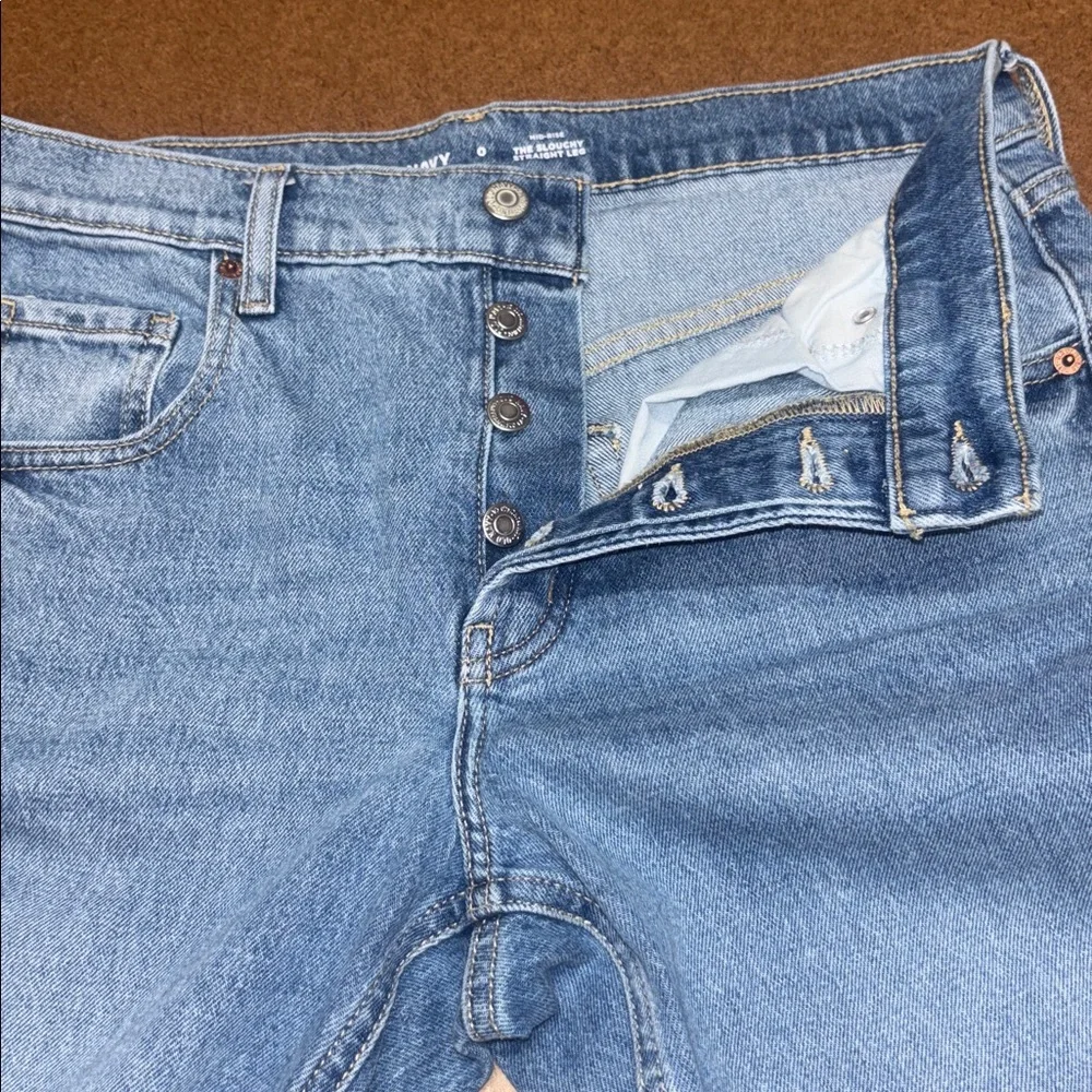 Old Navy Mid-Rise The Slouchy Straight Leg Button Fly Jeans 31x29